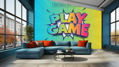 Play Game 3d Editable Text Effect Cartoon Comic Style Premium Vector Wall mural