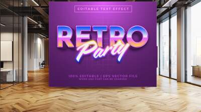 Retro Party 3d Editable Text Effect Retro 80s Style Premium Vector Wall mural