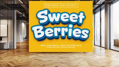 Sweet Berries 3d Editable Text Effect Cartoon Style Premium Vector Wall mural