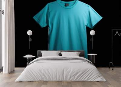  a blue t - shirt hanging on a black background with a black background.  generative ai Wall mural