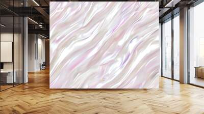   A close-up photo of white and pink wallpaper with a repeating pattern of wavy lines Wall mural