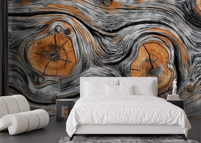   A perfectly cut wooden plank serving as a background for another wooden piece Wall mural