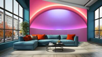  A room featuring two circular lights - one central and one at the room's end Wall mural