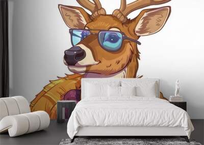   A sketch of a deer in spectacles, a coat, and two scarves Wall mural