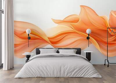   A wavy orange wave painting on a light blue canvas allows for a text or image insertion Wall mural