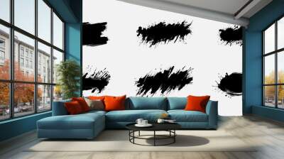 Dirty collection of vector brush strokes, paint splatter. Design elements in grunge style. Rough drawn objects. Dirty distress texture banners. Grungy painted texture. Ink splatters. Brush strokes.  Wall mural