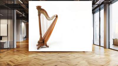 Harp musical instrument isolated on white with emptry space for text or design Wall mural