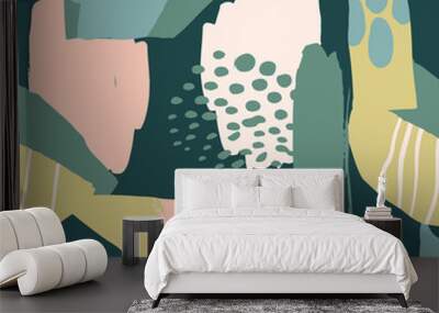 Abstract artistic seamless pattern with trendy hand drawn textures, spots, brush strokes. Wall mural