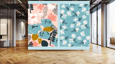 Floral abstract seamless patterns. Vector design for different surfases. Wall mural