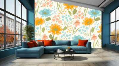 Floral seamless pattern. Vector design for paper, cover, fabric, interior decor and other Wall mural