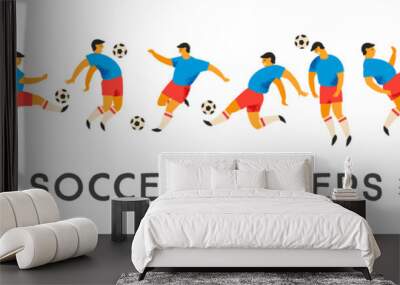 Vector set of soccer players. Design element. Wall mural