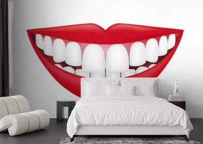 Beautiful smiling mouth with beautiful healthy teeth isolated Wall mural