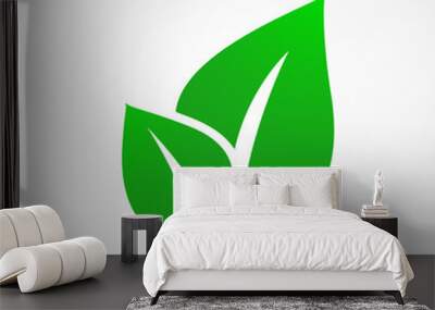 Eco icon green leaf illustration isolated Wall mural