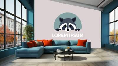 A raccoon logo with a text place holder, a label template Wall mural