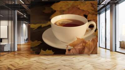 Autumn hot tea Wall mural