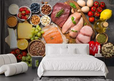 Balanced diet food background.  Wall mural