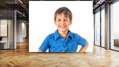 Child boy smiling on white background. Wall mural