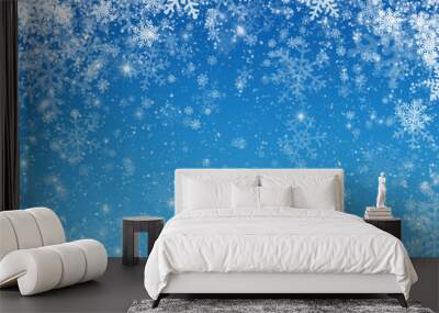 Christmas art abstract background on blue. Wall mural