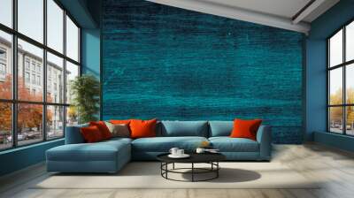 Dark blue wooden texture. Long banner format Wall mural