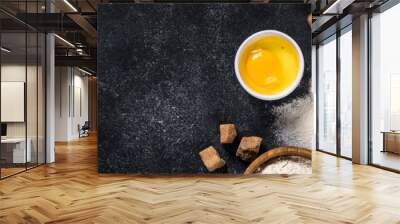 Ingredients for cooking baking on black. Wall mural