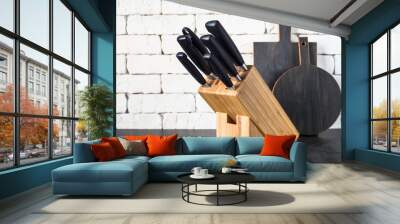 Knife block on the kitchen table. Wall mural