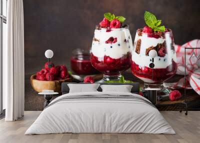 layered dessert in a jar. Wall mural