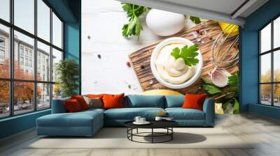 Mayonnaise sauce on white stone table.  Wall mural