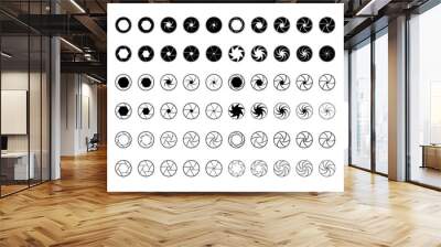 Set of camera lens aperture icons  Wall mural