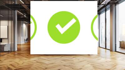 Vector check mark icons. A check mark icon indicates that the task has been completed or that the task has been approved for completion. Green checkbox 