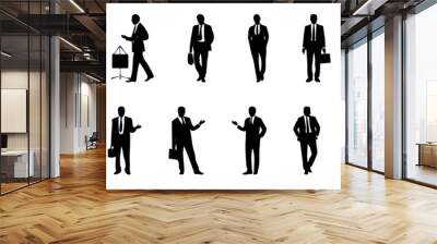 Vector set of business people silhouettes, Generative AI Wall mural