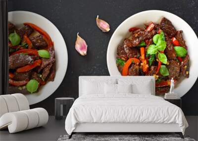 Thai style stir-fry beef Wall mural