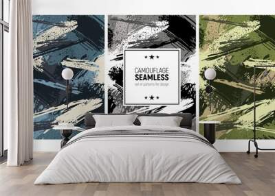 Seamless brush stroke pattern. Camouflage background Wall mural