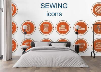 Editable 14 sewing icons for web and mobile Wall mural