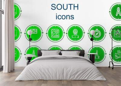 Editable 14 south icons for web and mobile Wall mural