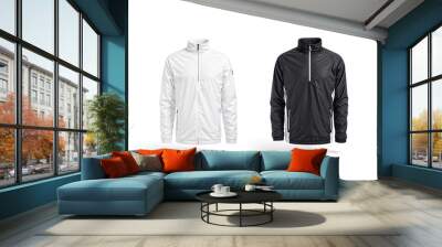 Blank black and white windbreaker mockup, front view Wall mural