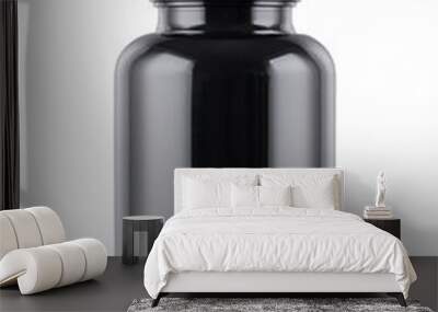 black medicine bottle mockup isolated on white Wall mural