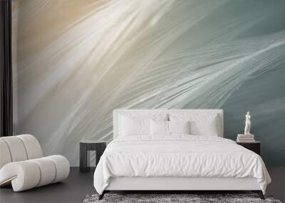 Beautiful black , green feather pattern  texture background with orange light Wall mural