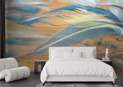 Beautiful bright color chicken feather pattern texture background Wall mural