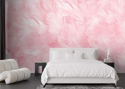 Beautiful soft pink feather pattern texture background Wall mural