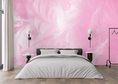 Beautiful soft pink feather pattern texture background Wall mural