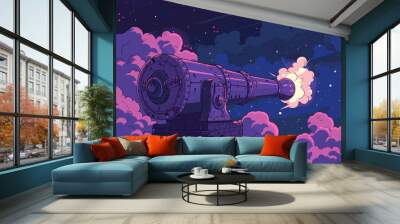 wither background, A cannon firing a cannonball into the distance., in the style of animated illustrations, wither background Wall mural