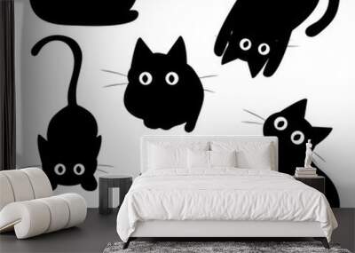 Cat silhouette collection - Playing cat set, black cat - vector Wall mural