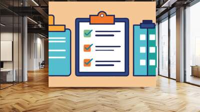 clipboard checklist with pen and pencil vector illustration design Wall mural