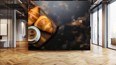 cup of coffee and croissant Wall mural