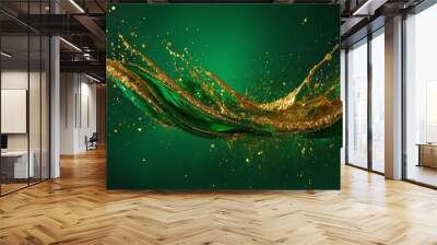 gold beer splash on a black background Wall mural