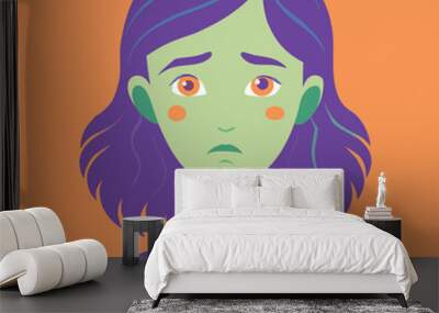 sad girl avatar cartoon icon Wall mural