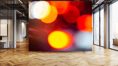 bright bokeh with red and yellow spots in a slight blur, shot through dirty glass Wall mural