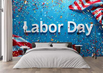 Labor day text banner  Wall mural