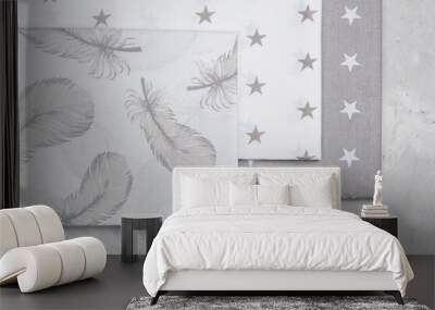 Delicate bright soft fabric on a light background Wall mural