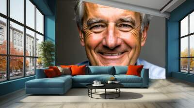 Senior grey-haired man smiling happy Wall mural